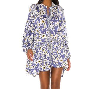 Free People Love Letter Tunic Top Mini Dress Blue Large